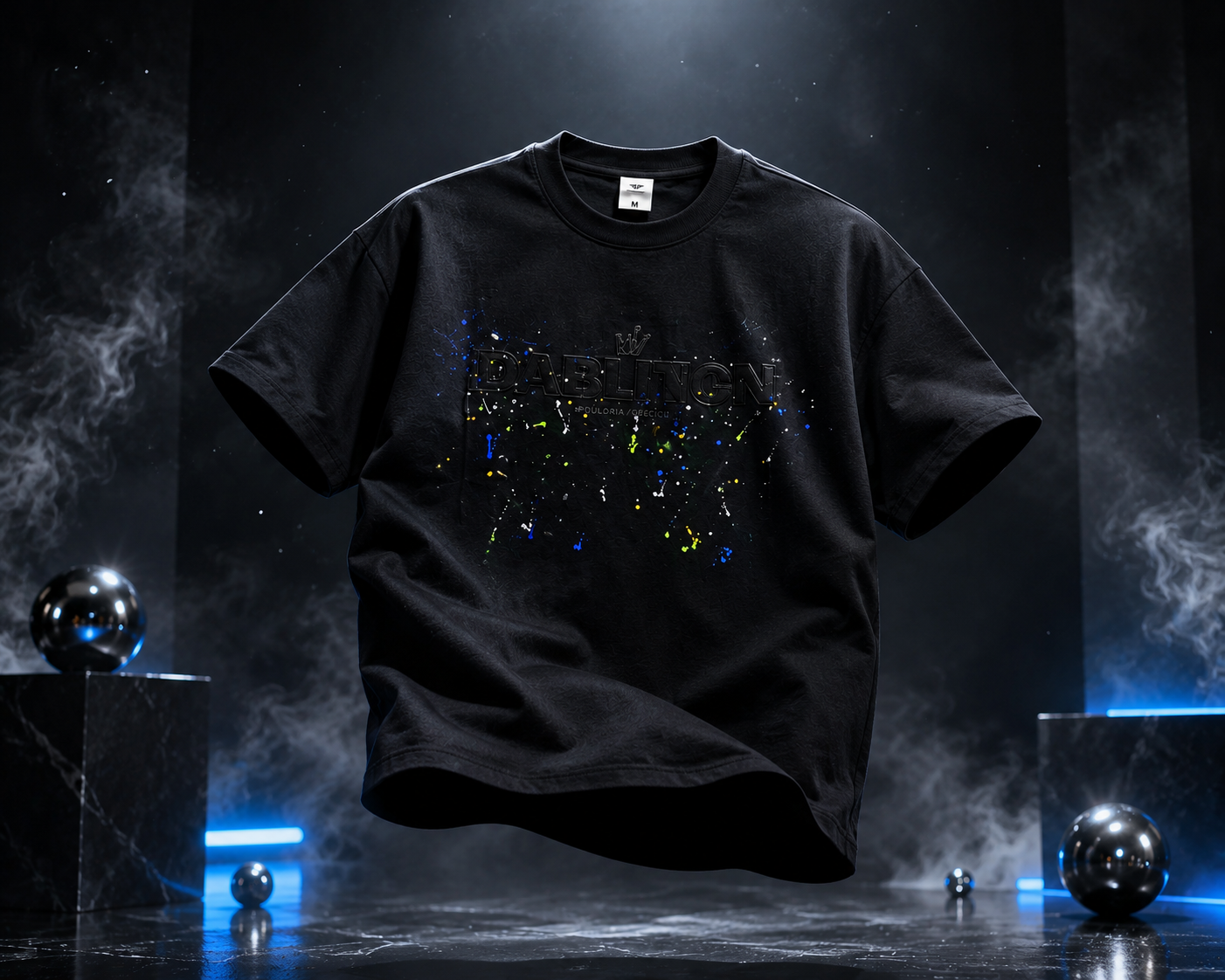Shadow Splash Oversized Down Shoulder T-Shirt