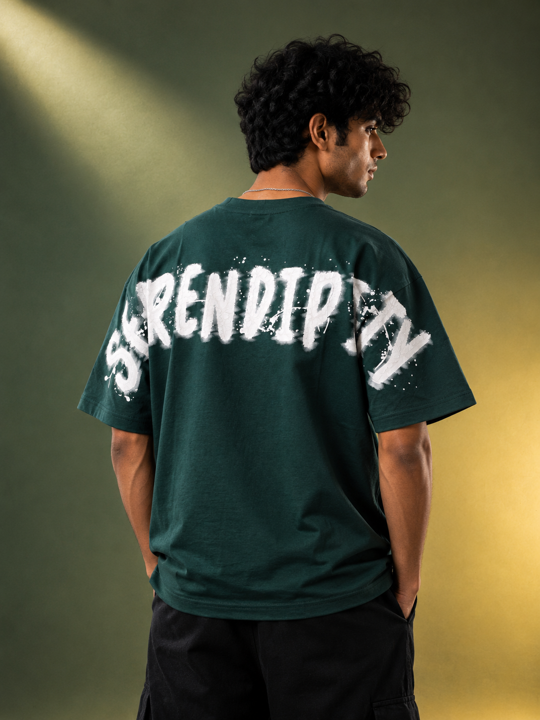 Emerald Drift Oversized Down Shoulder T-Shirt