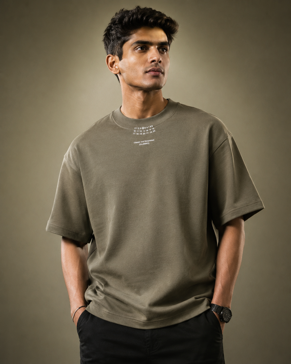 Olive Terrain Oversized Down Shoulder T-Shirt
