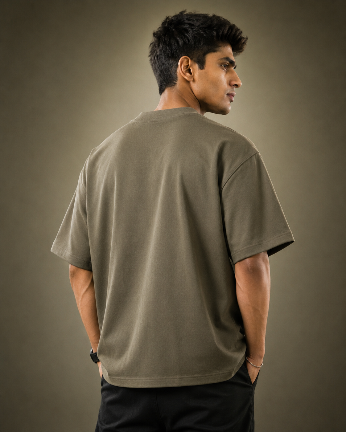 Olive Terrain Oversized Down Shoulder T-Shirt