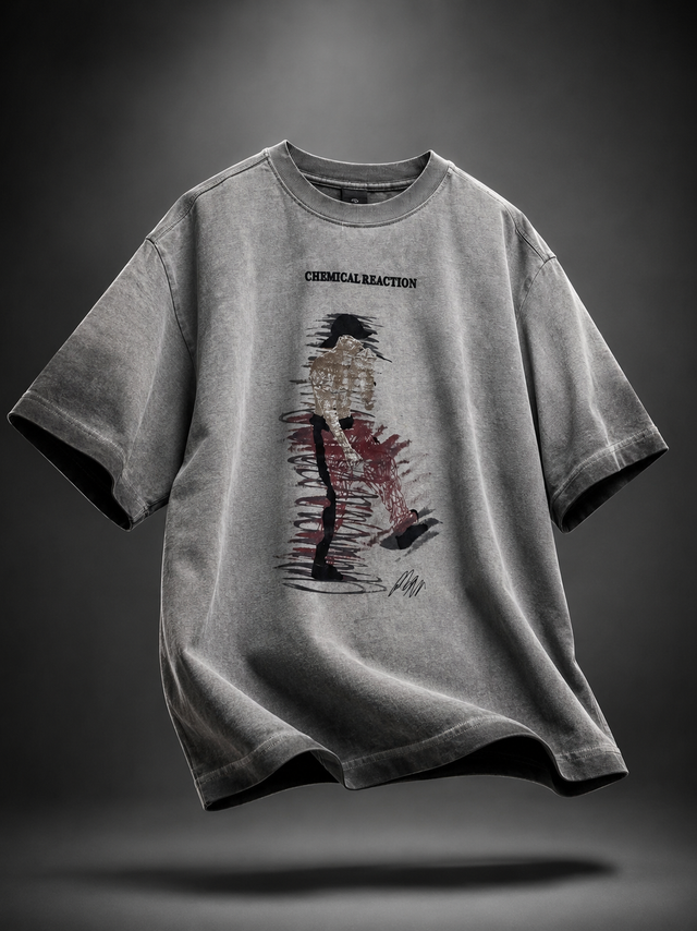 Chemical Reaction Ash Grey Oversized T-Shirt