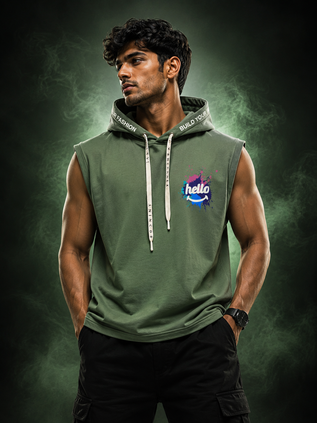 Forest Glow Sleeveless Hoodie