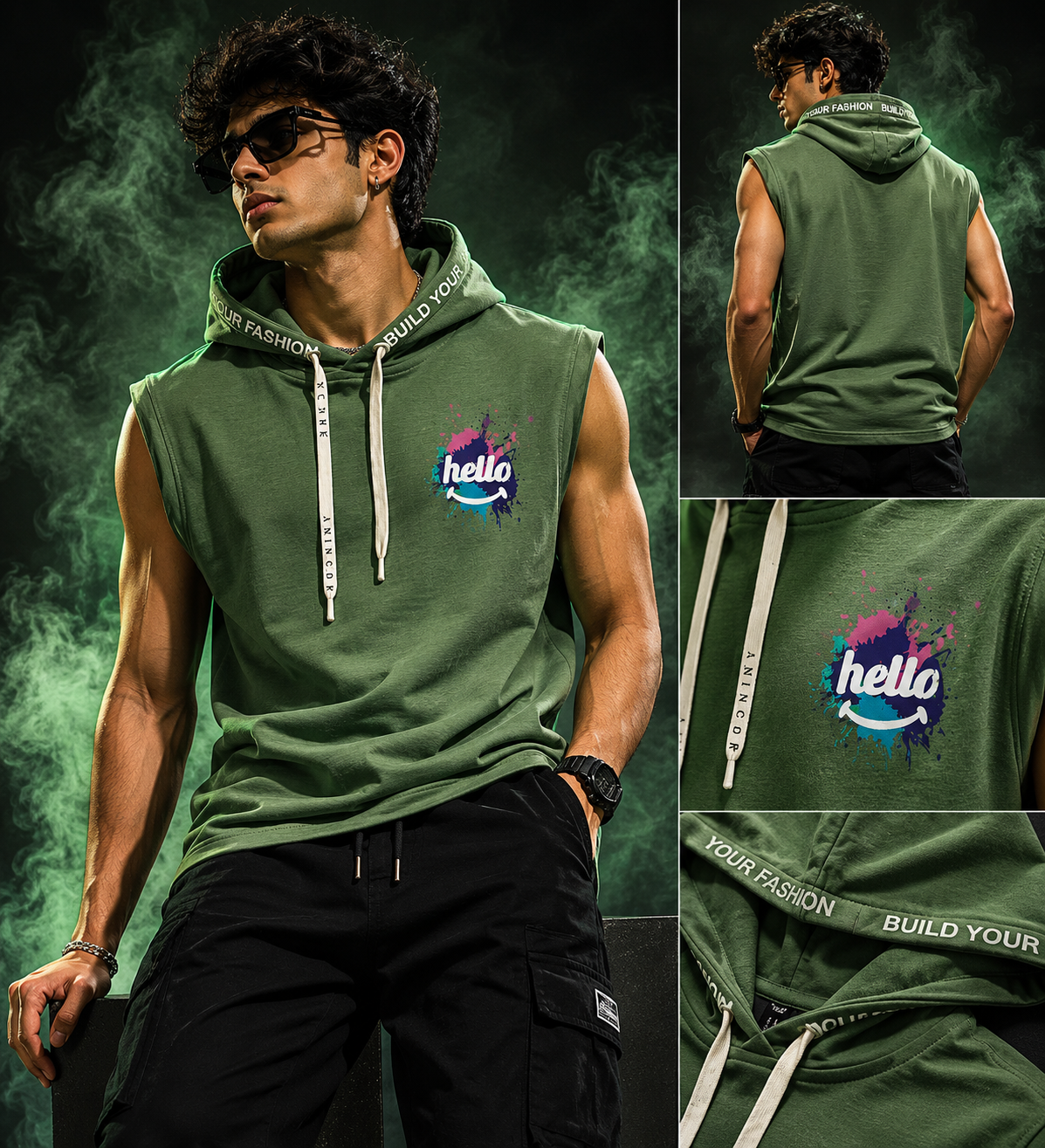 Forest Glow Sleeveless Hoodie