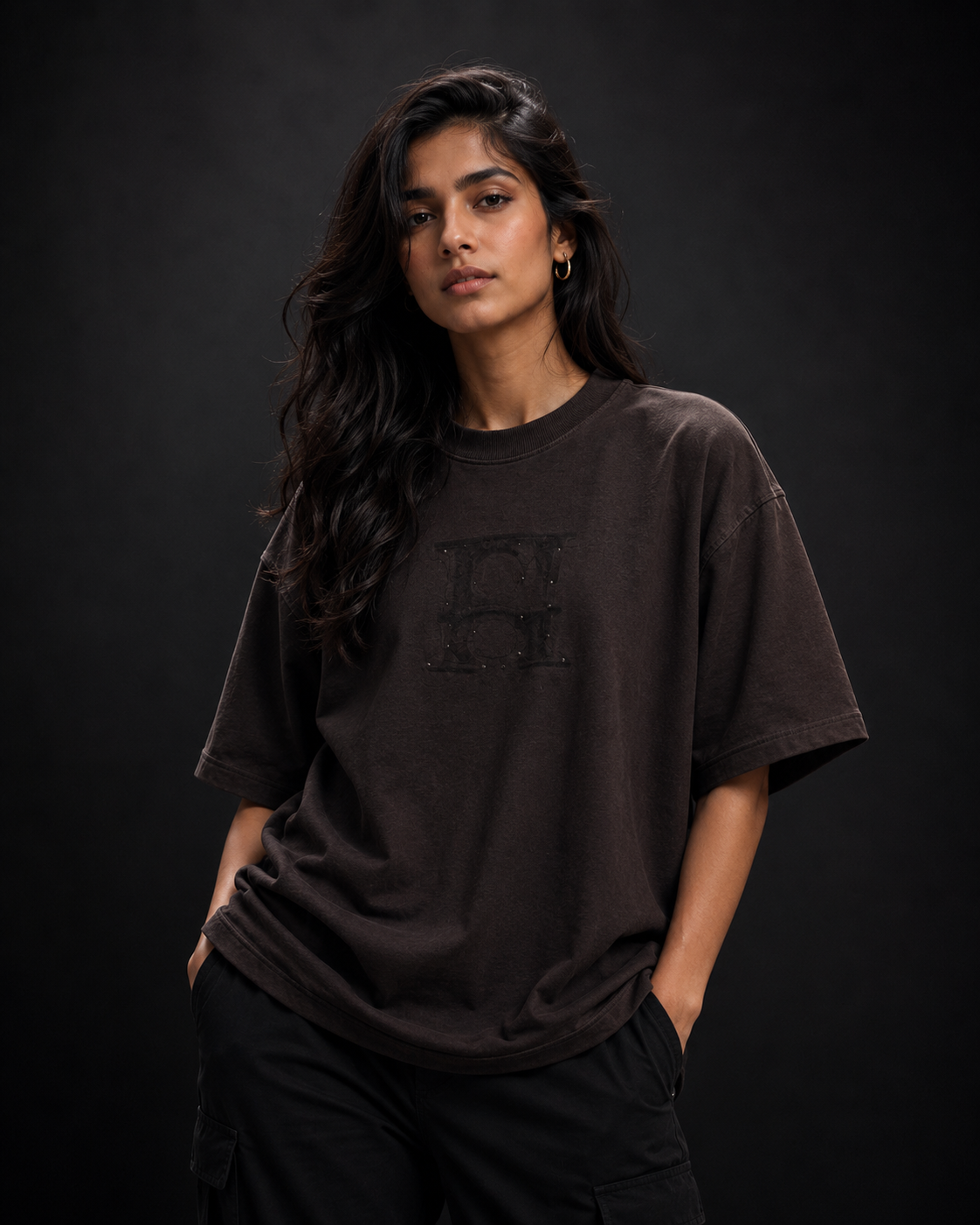 Midnight Crest Oversized Drop Shoulder T-Shirt