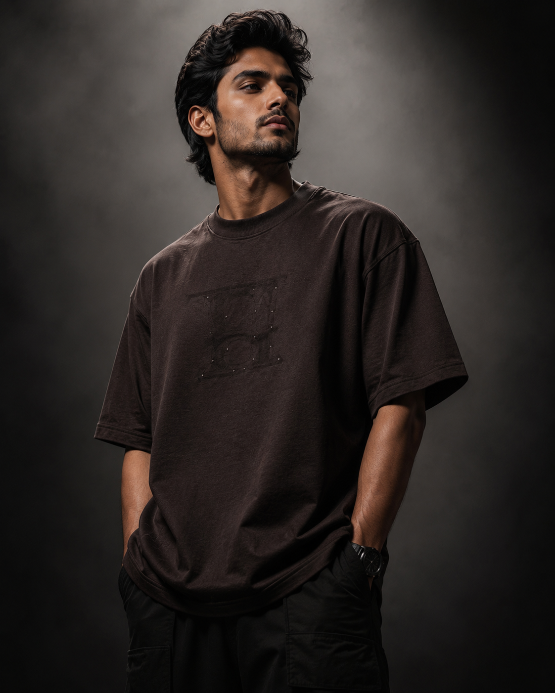 Midnight Crest Oversized Drop Shoulder T-Shirt