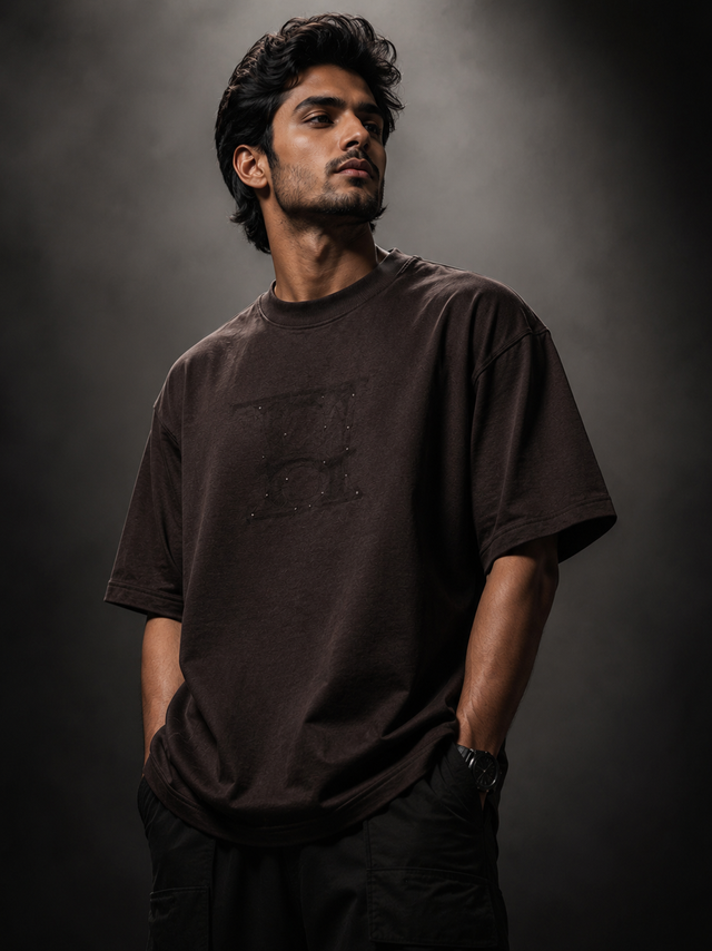 Midnight Crest Oversized Drop Shoulder T-Shirt