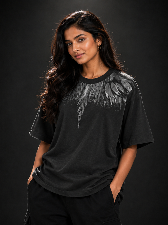 Midnight Wings Oversized Drop Shoulder T-Shirt (Unisex)
