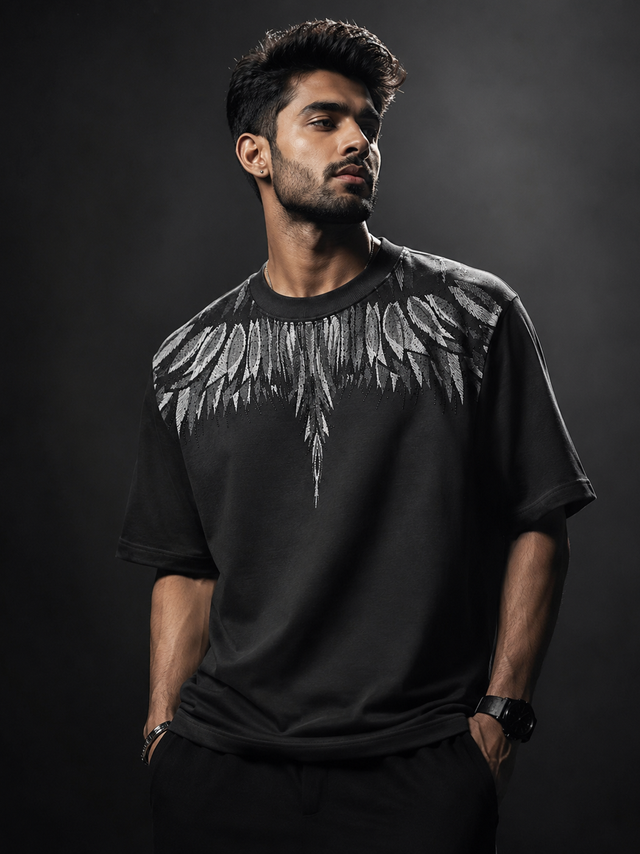 Midnight Wings Oversized Drop Shoulder T-Shirt (Unisex)