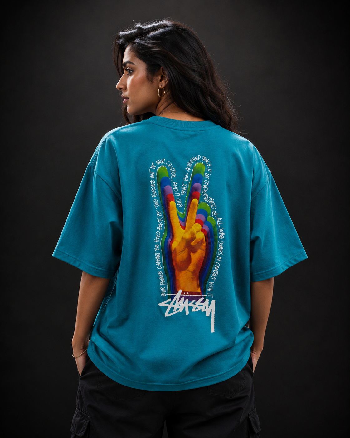Peace Pulse Oversized Drop Shoulder T-Shirt (Unisex)