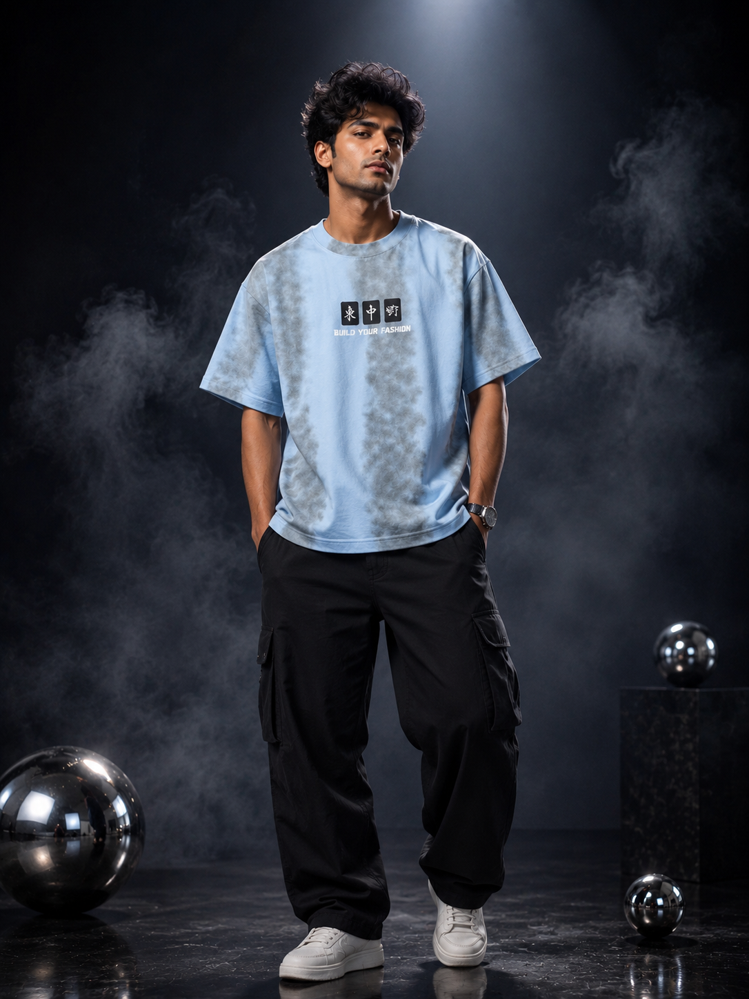 Skyline Mist Oversized Drop Shoulder T-Shirt (Unisex)