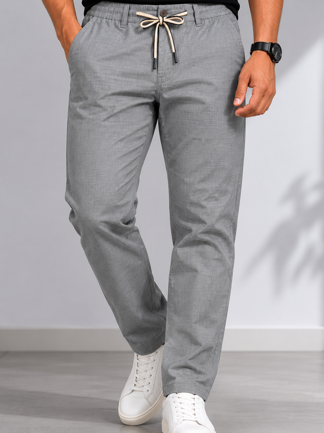 Silver Mist Regular Fit Cotton Trouser