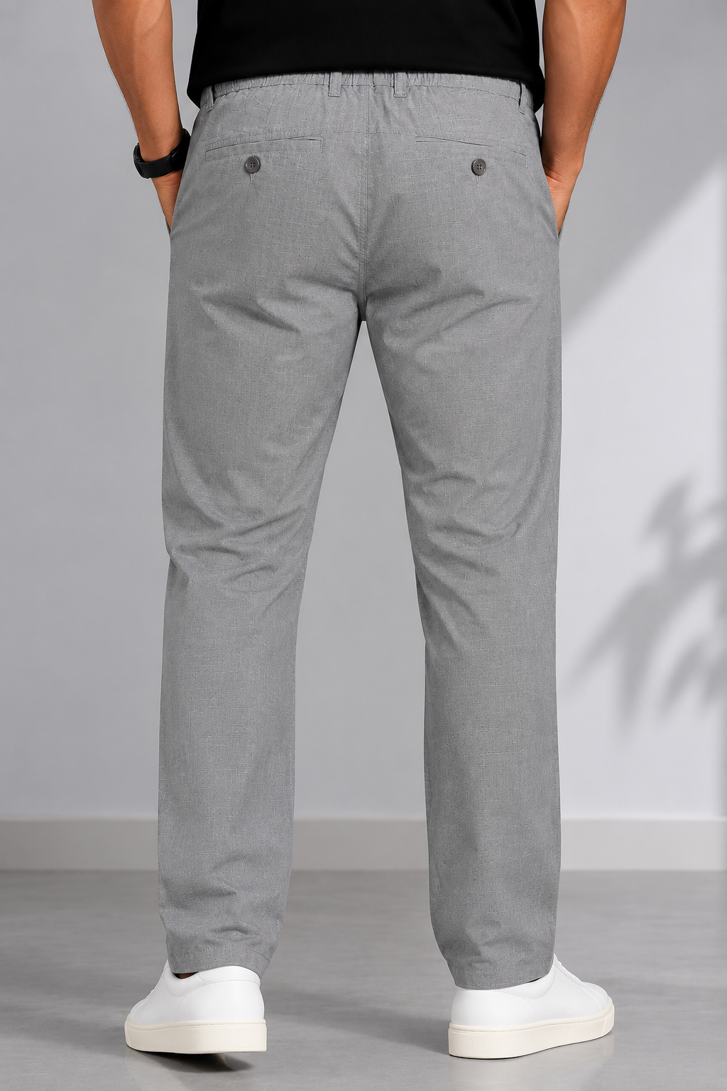 Silver Mist Regular Fit Cotton Trouser
