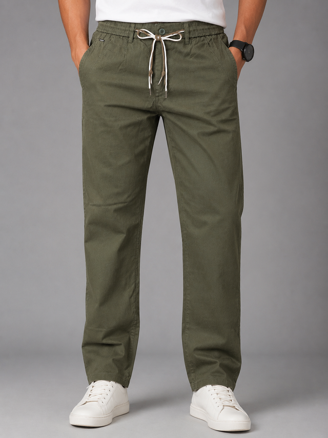 Olive Ridge Regular Fit Cotton Trouser