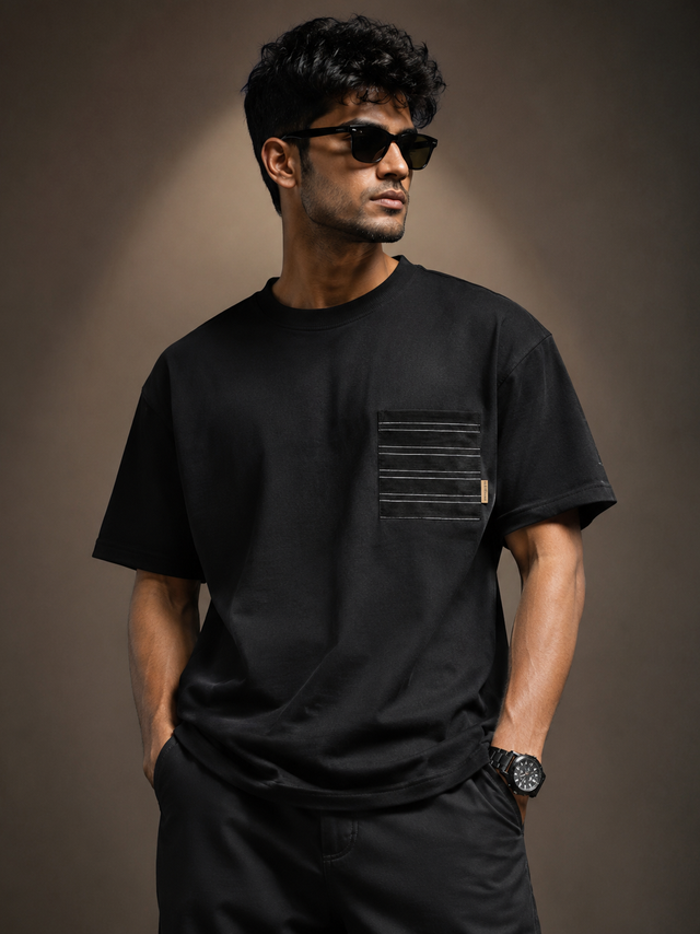 Shadow Grid Pocket Oversized T-Shirt