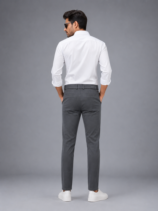 Urban Slate Cotton Slim Fit Trousers