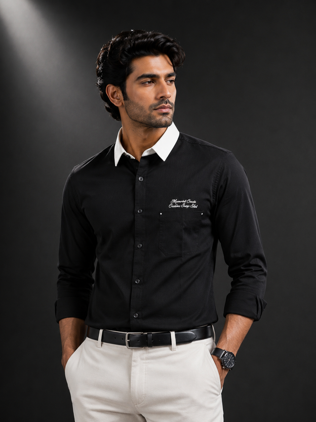 Noir Edge Dobby Lycra Full Sleeve Shirt