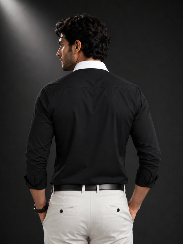 Noir Edge Dobby Lycra Full Sleeve Shirt