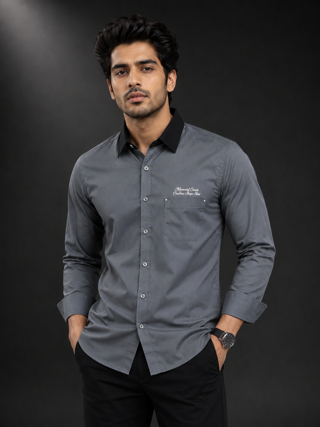 Graphite Elite Dobby Lycra Full Sleeve Shirt