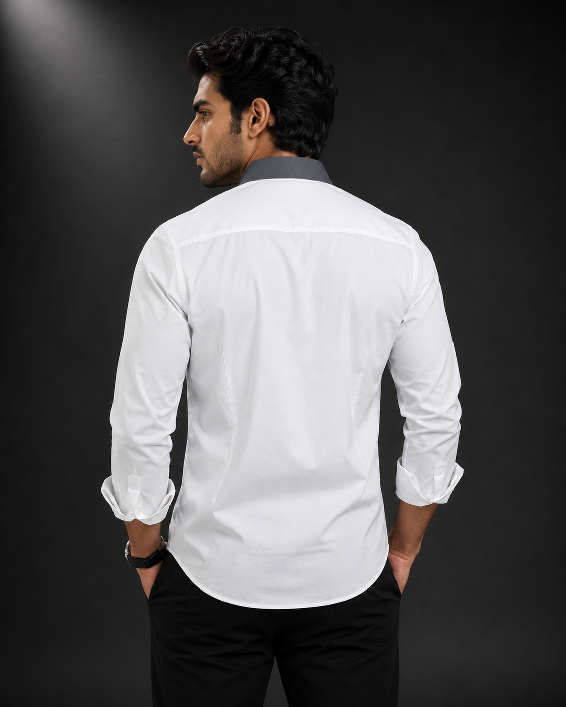 Arctic White Dobby Lycra Full Sleeve Shirt