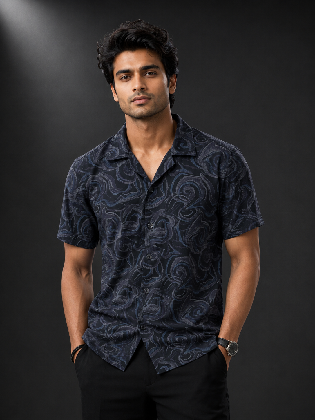Midnight Marble Soft Touch Half Sleeve Shirt
