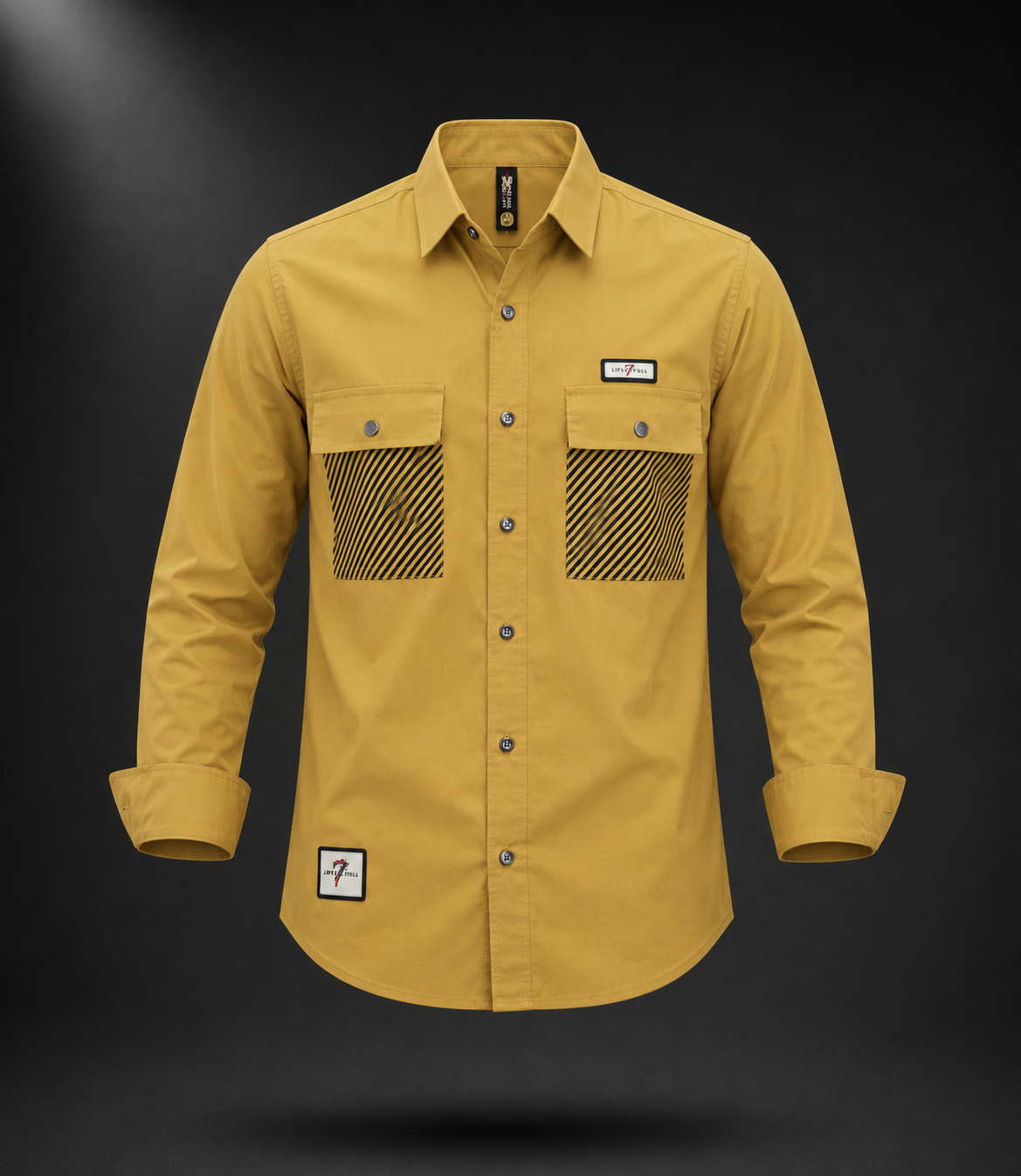 Mustard Urban Edge Dobby Lycra Full Sleeve Shirt
