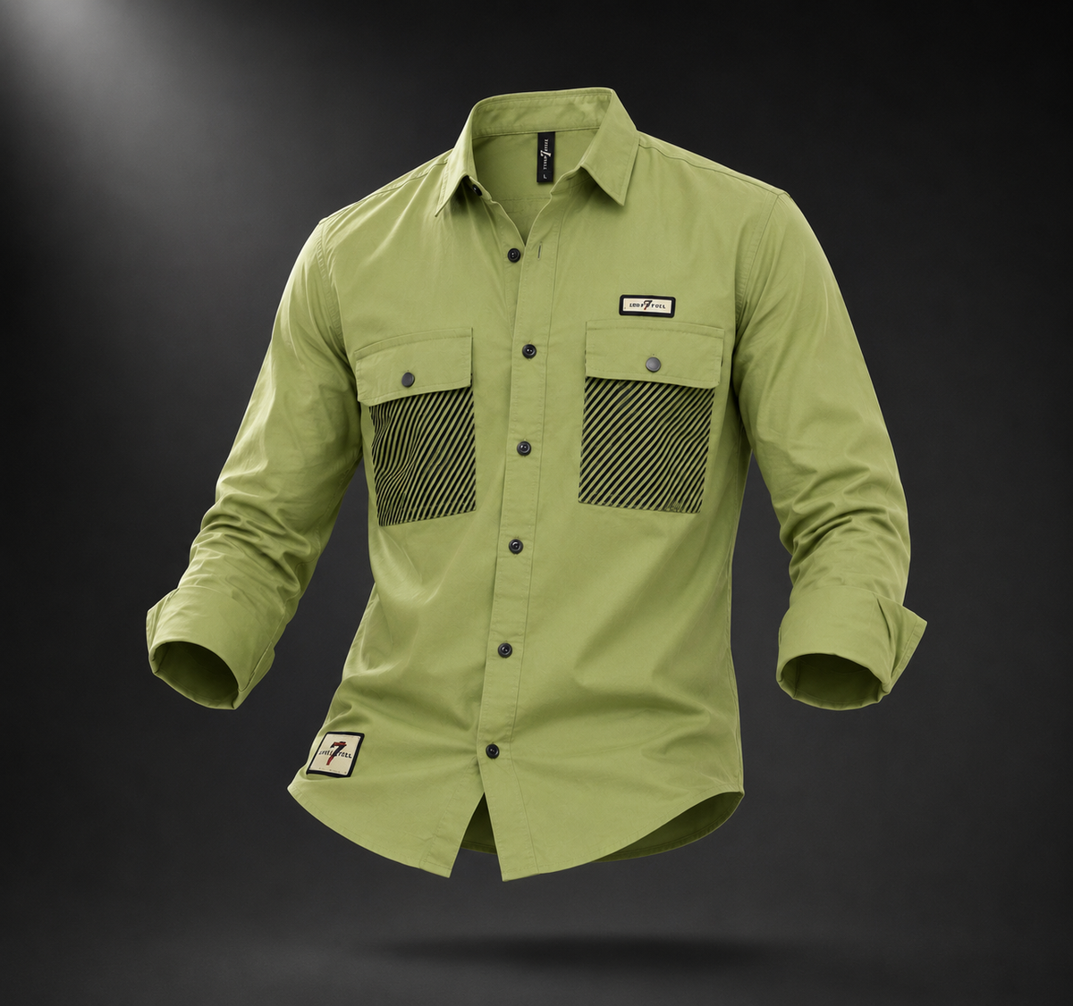 Olive Utility Dobby Lycra Full Sleeve Shirt