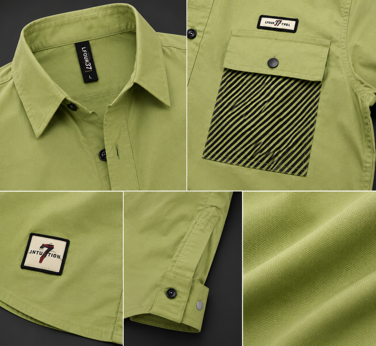 Olive Utility Dobby Lycra Full Sleeve Shirt