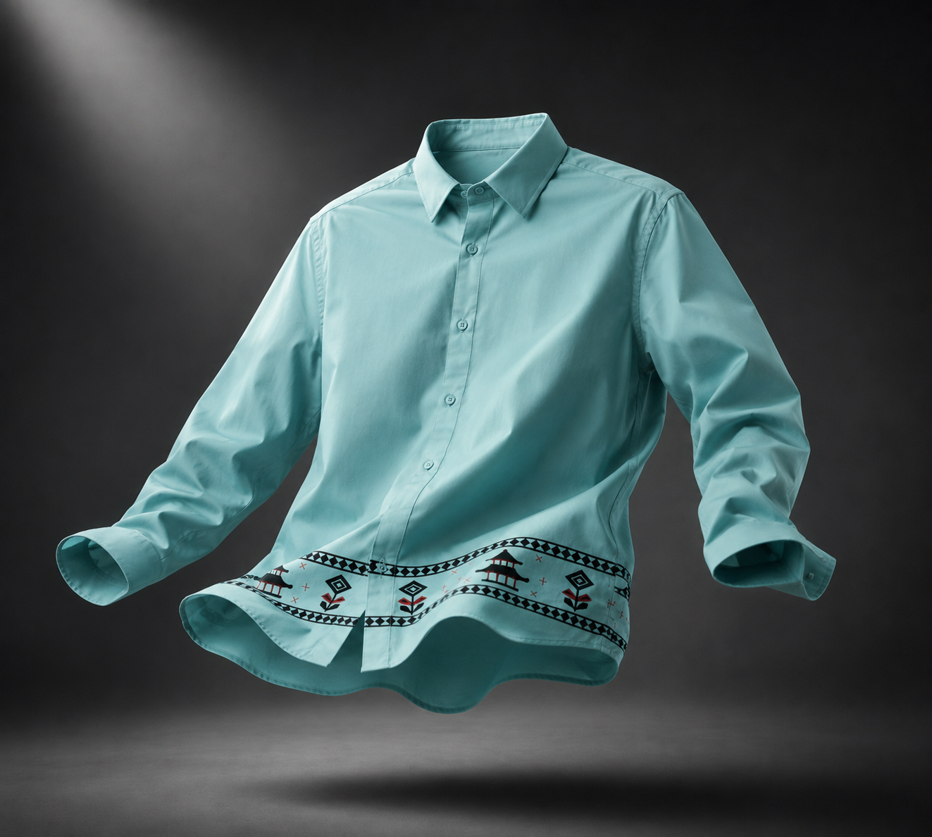 Aqua Heritage Embroidered Full Sleeve Shirt