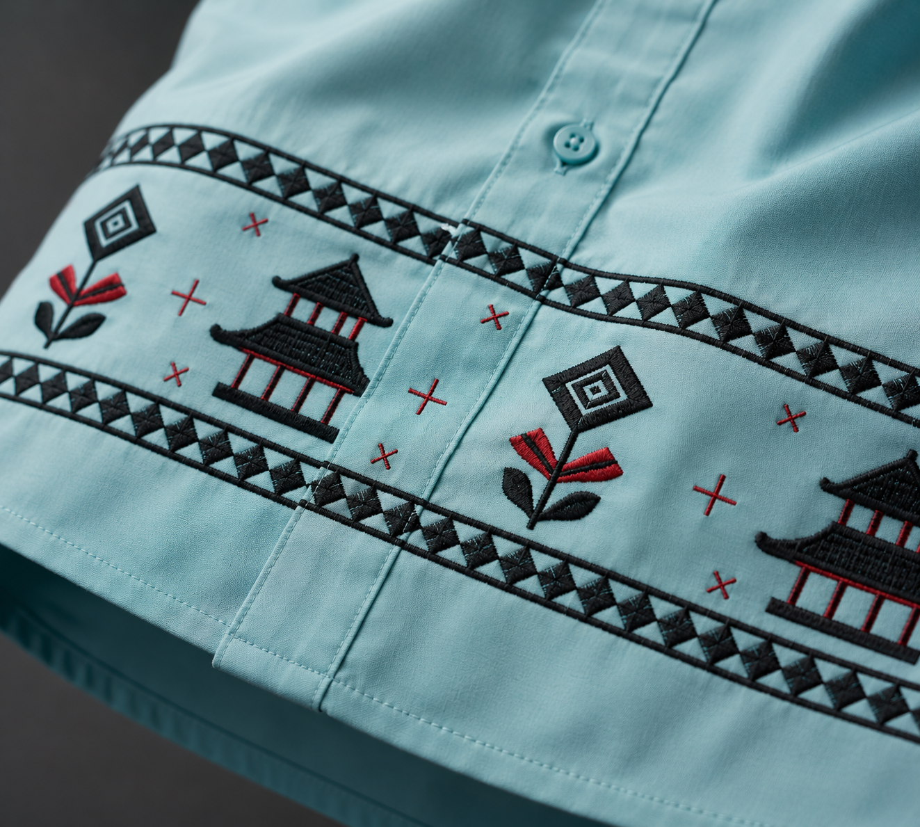 Aqua Heritage Embroidered Full Sleeve Shirt