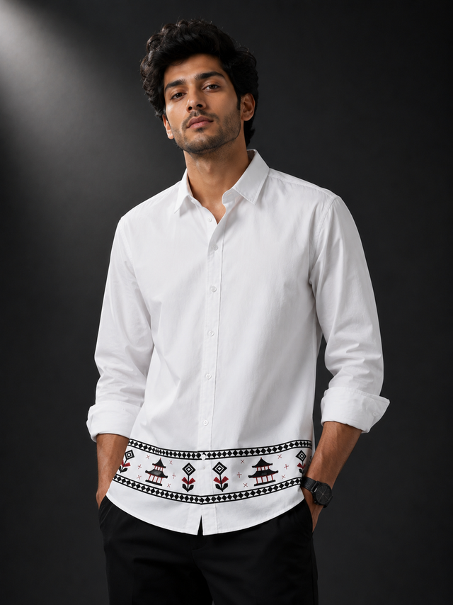 Ivory Heritage Embroidered Full Sleeve Shirt