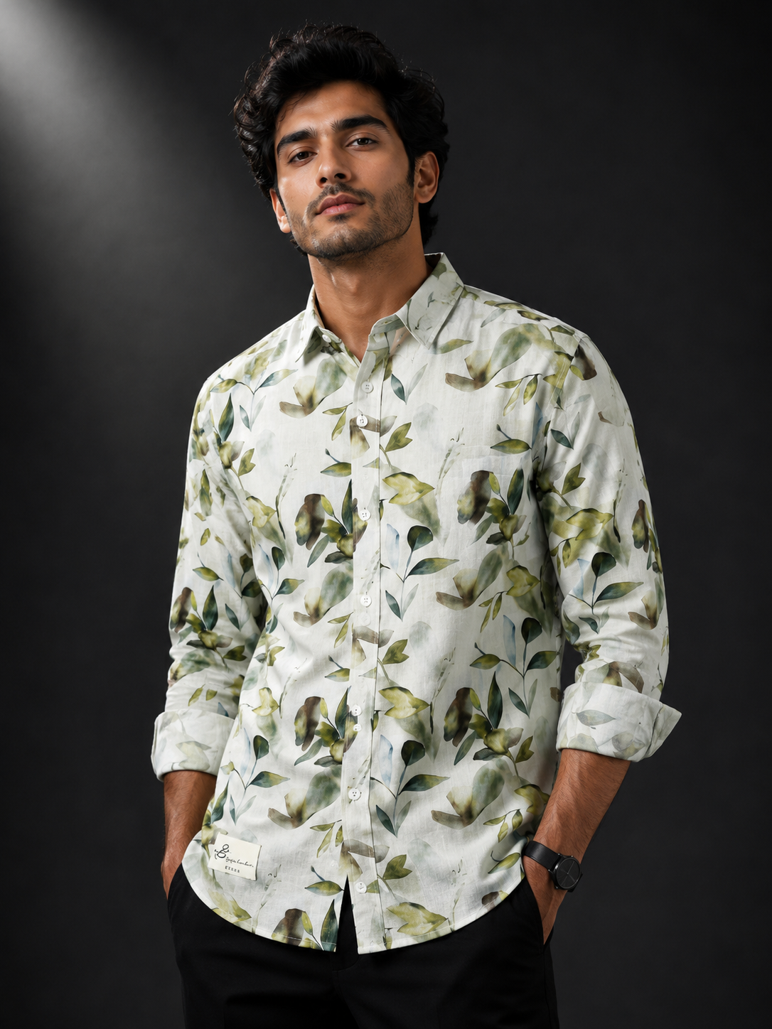 Botanical Breeze Printed Linen Full Sleeve Shirt
