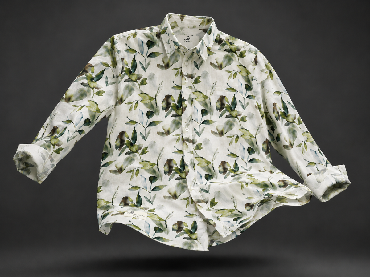 Botanical Breeze Printed Linen Full Sleeve Shirt