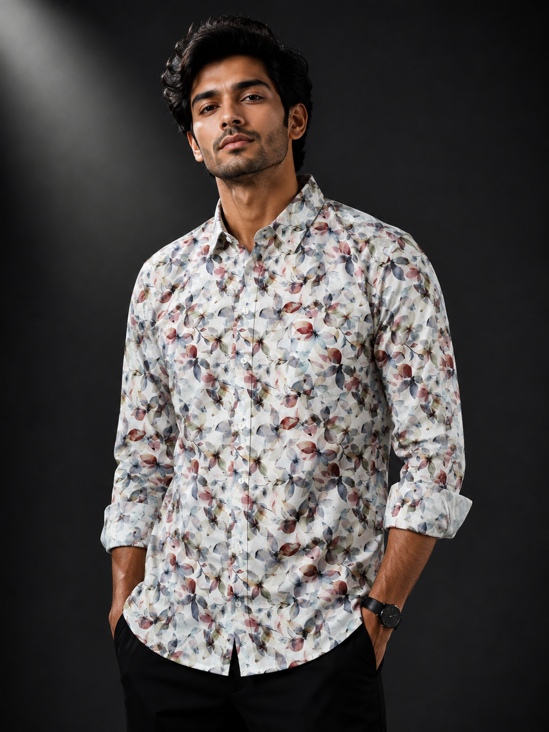Pastel Bloom Printed Linen Full Sleeve Shirt