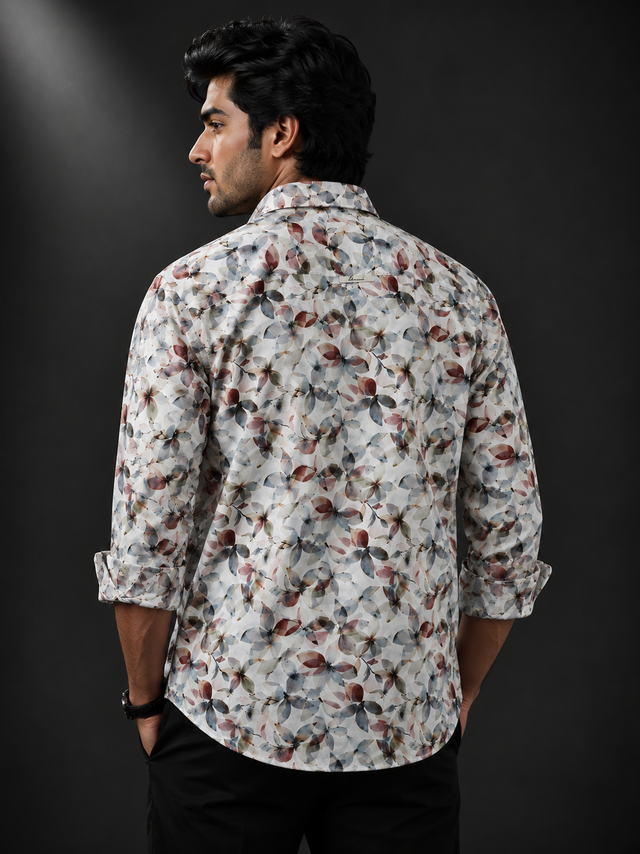 Pastel Bloom Printed Linen Full Sleeve Shirt