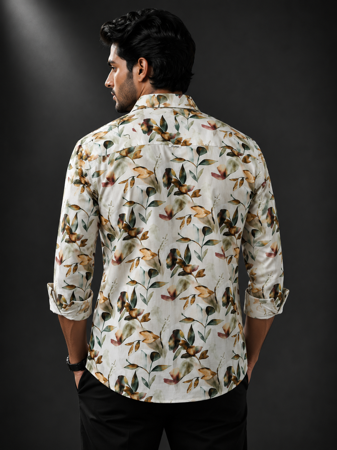 Autumn Meadow Printed Linen Full Sleeve Shirt