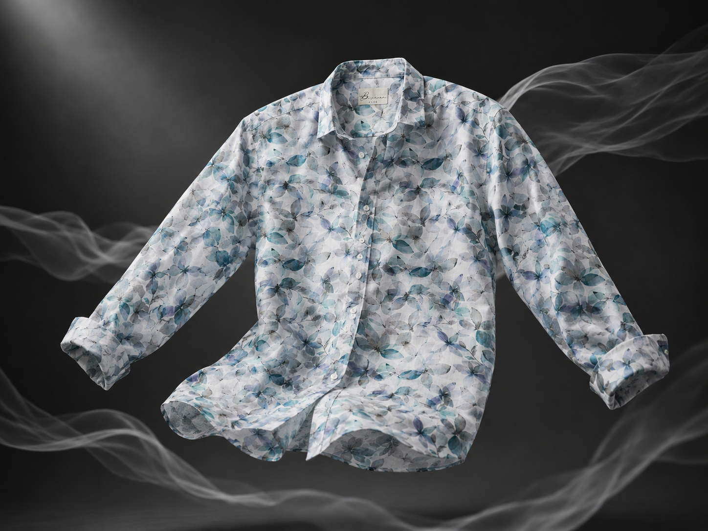 Azure Bloom Printed Linen Full Sleeve Shirt
