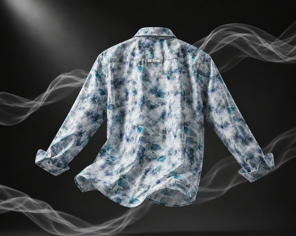 Azure Bloom Printed Linen Full Sleeve Shirt