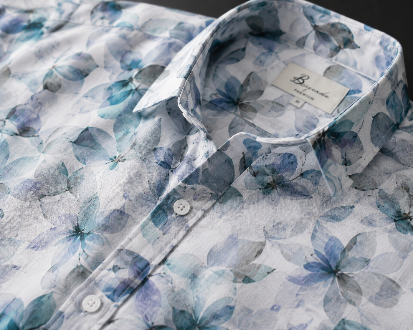 Azure Bloom Printed Linen Full Sleeve Shirt