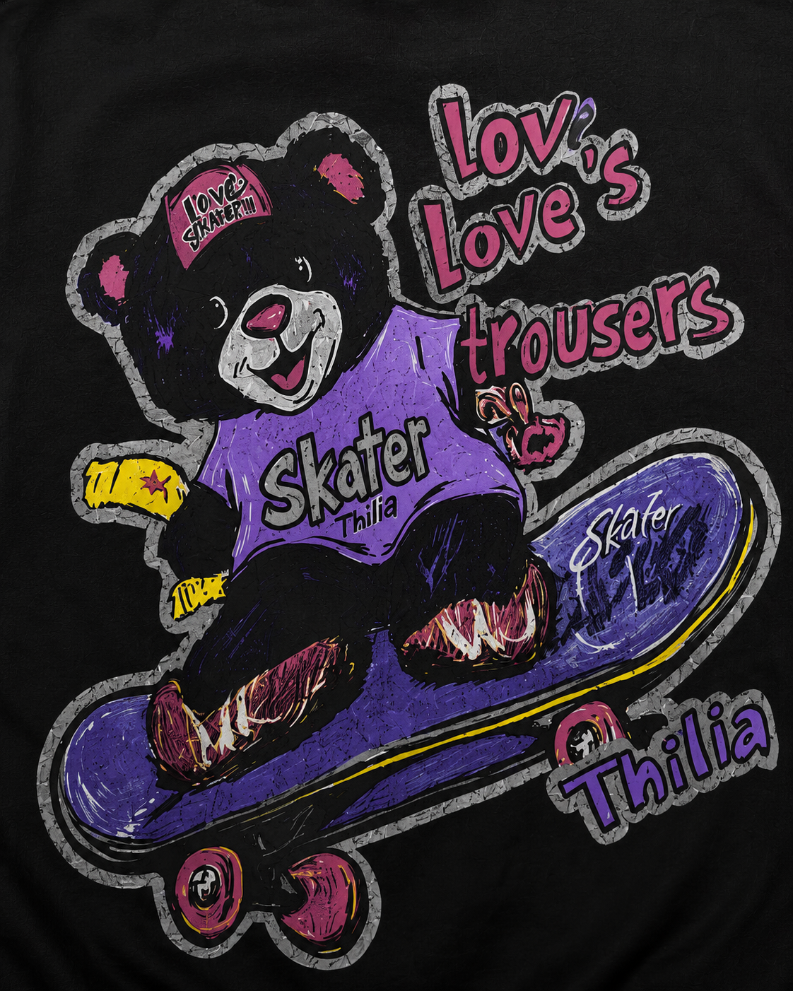 Skater Bear Black Graphic Sweatshirt