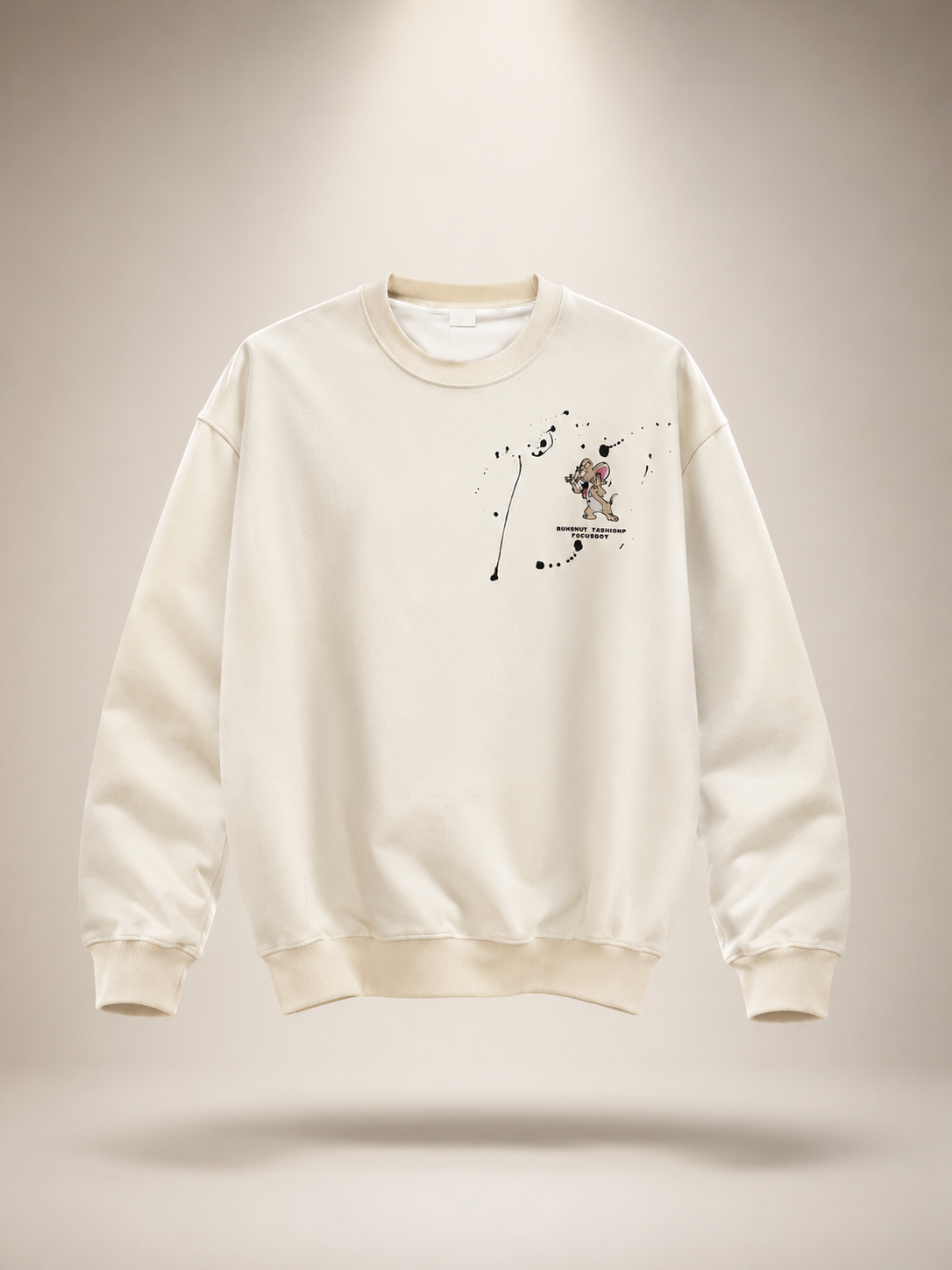 Mouse Sketch Cream Graphic Sweatshirt