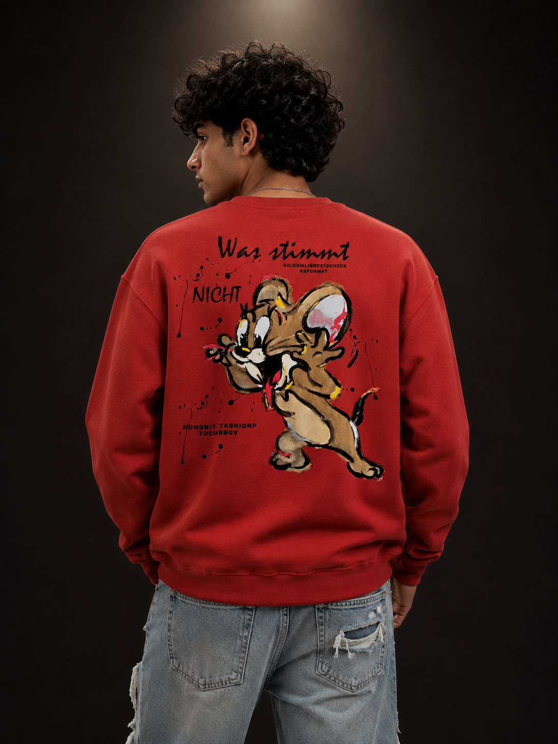 Mouse Sketch Cream Graphic Sweatshirt