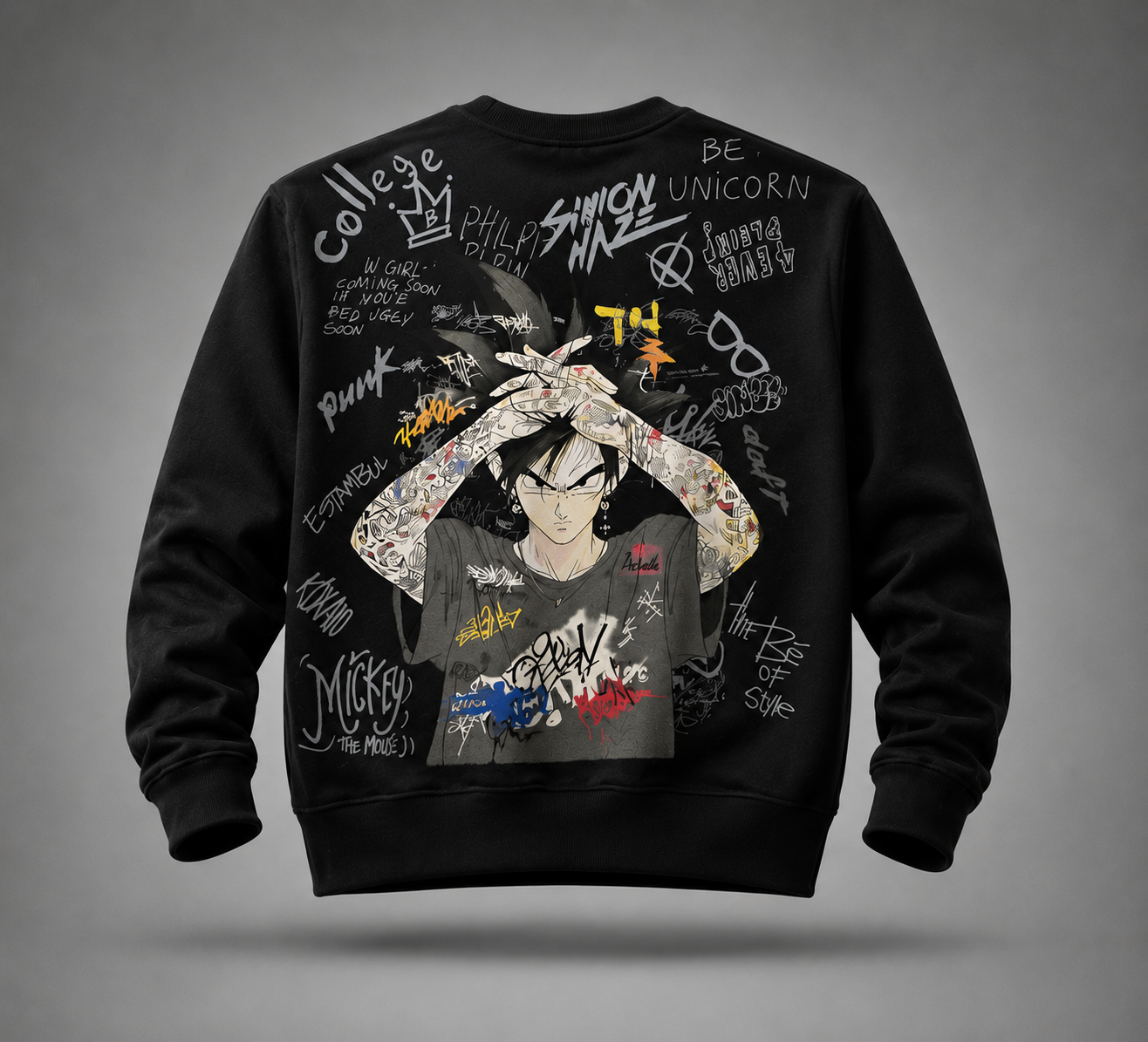 Shinon Haze Black Graphic Sweatshirt