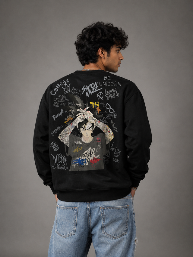 Shinon Haze Black Graphic Sweatshirt