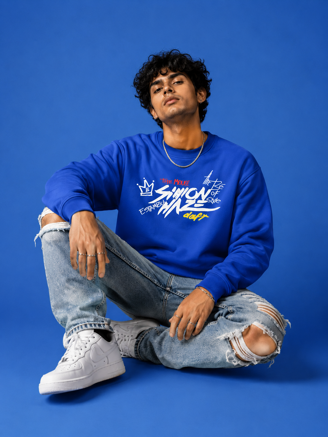 Shinon Haze Royal Blue Graphic Sweatshirt