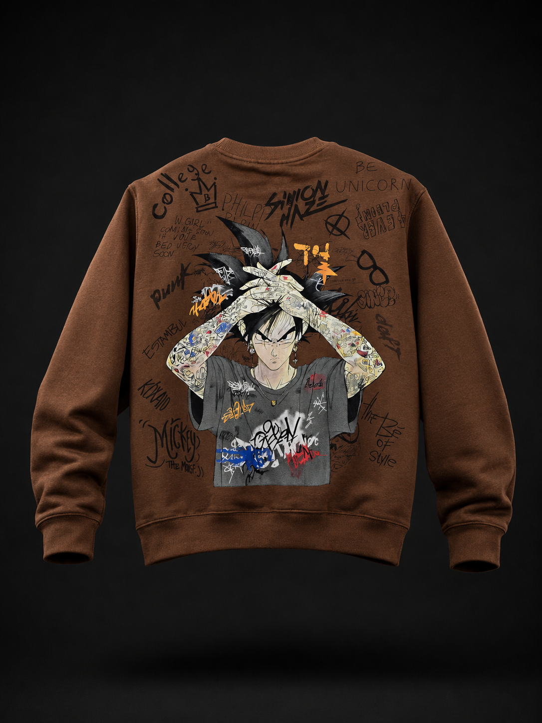 Shinon Haze Coffee Brown Graphic Sweatshirt