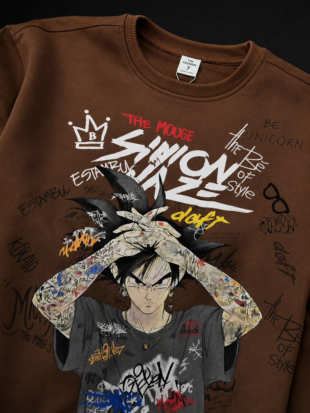 Shinon Haze Coffee Brown Graphic Sweatshirt