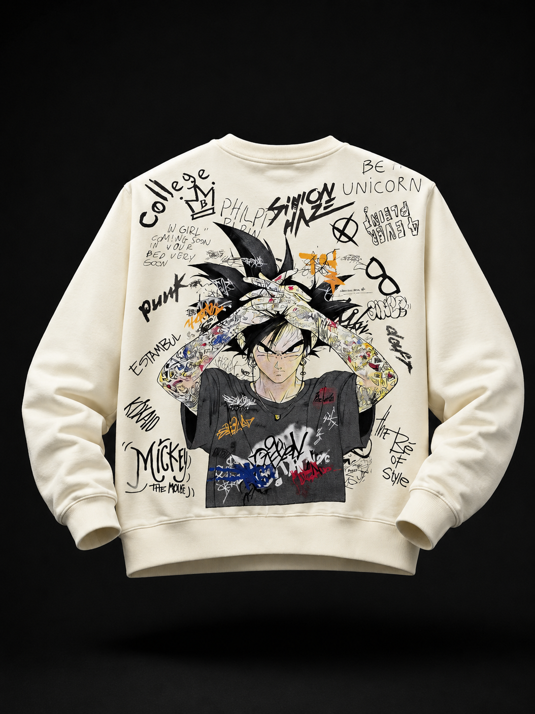 Shinon Haze Warm Cream Graphic Sweatshirt