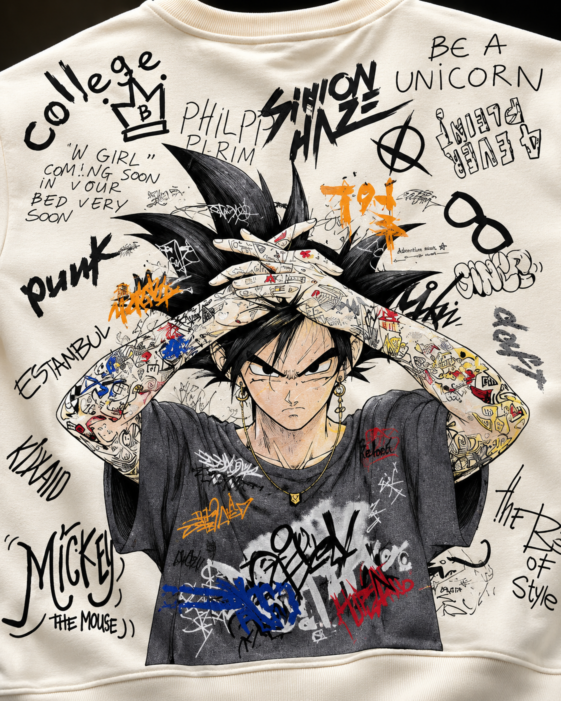 Shinon Haze Warm Cream Graphic Sweatshirt