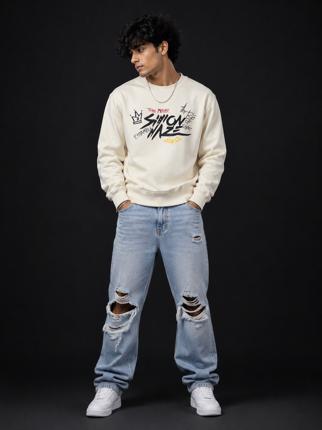Shinon Haze Warm Cream Graphic Sweatshirt