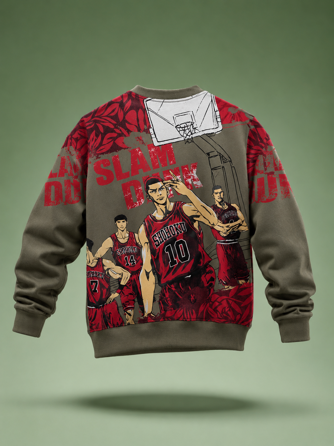 Slam Dunk Olive Red Graphic Sweatshirt